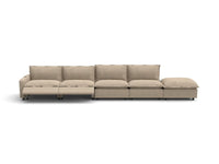 Modular Cero Reclining Sectional with Chaise | 5-Piece Khaki Linen Large Space Couch Sectionals 4-Seater with 1-Ottoman