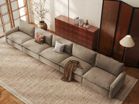 Modular Cero Modular Sectionals | 5-Piece Khaki Linen Large Space Couch Sectionals 5-Seater