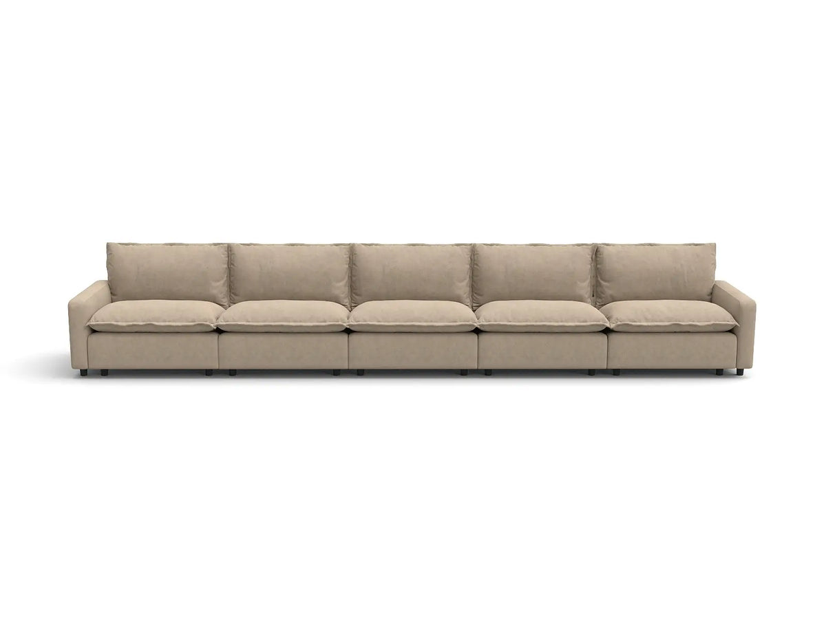 Modular Cero Modular Sectionals | 5-Piece Khaki Linen Large Space Couch Sectionals 5-Seater