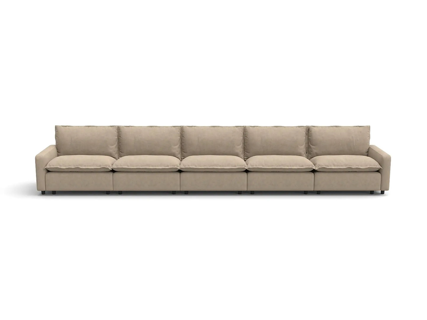 Modular Cero Modular Sectionals | 5-Piece Khaki Linen Large Space Couch Sectionals 5-Seater