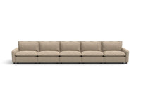 Modular Cero Modular Sectionals | 5-Piece Khaki Linen Large Space Couch Sectionals 5-Seater