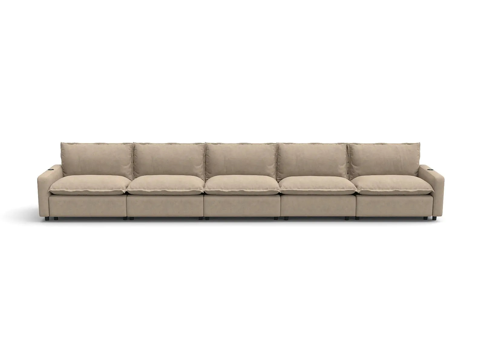 Modular Cero Recliner Sectional Couch | 5-Piece Khaki Linen Large Space Couch Sectionals 5-Seater