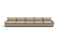 Modular Cero Sectional Recliner Couch | 5-Piece Khaki Linen Large Space Couch Sectionals 5-Seater
