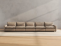 Modular Cero Modular Sectionals | 5-Piece Khaki Linen Large Space Couch Sectionals 5-Seater