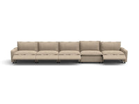 Modular Cero Reclining Sectionals | 5-Piece Khaki Linen Large Space Couch Sectionals 5-Seater