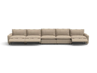 Modular Cero Sectional Recliner Couch | 5-Piece Khaki Linen Large Space Couch Sectionals 5-Seater