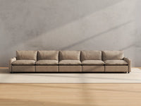 Modular Cero Reclining Sectionals | 5-Piece Khaki Linen Large Space Couch Sectionals 5-Seater
