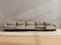 Modular Cero Reclining Sectionals | 5-Piece Khaki Linen Large Space Couch Sectionals 5-Seater