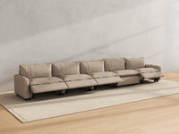 Modular Cero Reclining Sectionals | 5-Piece Khaki Linen Large Space Couch Sectionals 5-Seater