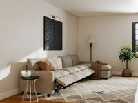 Modular Cero Sectional with Recliner and Chaise | 5-Piece Khaki Linen Large Space L-Shaped Sectionals 4-Seater with 1-Ottoman