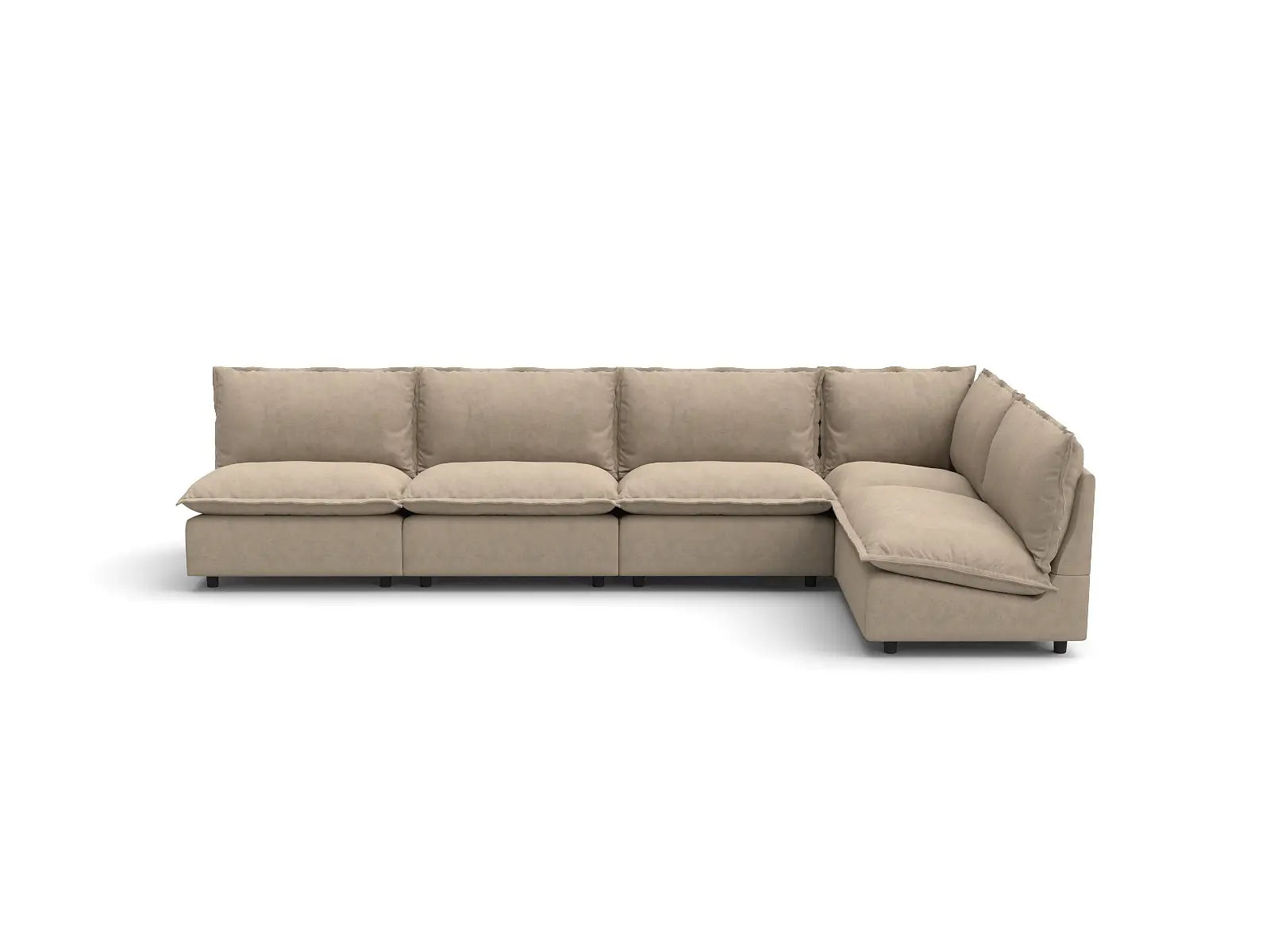 Modular Cero Large Modular Sectional | 5-Piece Khaki Linen Large Space L-Shaped Sectionals 5-Seater