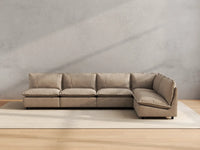 Modular Cero Modular Sectionals | 5-Piece Khaki Linen Large Space L-Shaped Sectionals 5-Seater