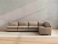 Modular Cero Reclining Sectionals | 5-Piece Khaki Linen Large Space L-Shaped Sectionals 5-Seater