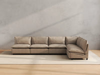 Modular Cero Reclining Sectionals | 5-Piece Khaki Linen Large Space L-Shaped Sectionals 5-Seater