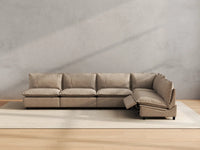 Modular Cero Reclining Sectionals | 5-Piece Khaki Linen Large Space L-Shaped Sectionals 5-Seater