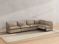 Modular Cero Reclining Sectionals | 5-Piece Khaki Linen Large Space L-Shaped Sectionals 5-Seater