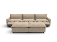 Modular Cero Reclining Sectionals | 5-Piece Khaki Linen Large Space U-Shaped Sectionals 3-Seater with 2-Ottomans
