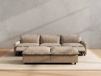 Modular Cero Reclining Sectionals | 5-Piece Khaki Linen Large Space U-Shaped Sectionals 3-Seater with 2-Ottomans