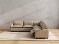 Modular Cero Reclining Sectionals | 5-Piece Khaki Linen Large Space V-Shaped Sectionals 5-Seater