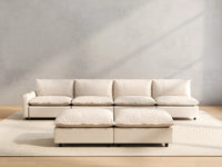 6 Piece Beige Linen Cinema Ready Sofa Sets 4 Seater with 2 Ottomans 4