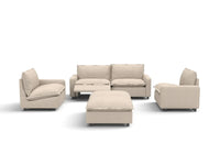 6 Piece Beige Linen Everyone Reclines U Shaped Sectionals 4 Seater with 2 Ottomans 2