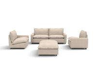 6 Piece Beige Linen Everyone Reclines U Shaped Sectionals 4 Seater with 2 Ottomans 3