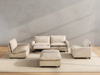 6 Piece Beige Linen Everyone Reclines U Shaped Sectionals 4 Seater with 2 Ottomans 4
