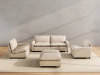 6 Piece Beige Linen Everyone Reclines U Shaped Sectionals 4 Seater with 2 Ottomans 5