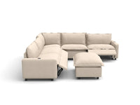 6 Piece Beige Linen Smart Layout Fit Sofa Sets 5 Seater with 1 Ottoman 3