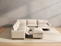 6 Piece Beige Linen Smart Layout Fit Sofa Sets 5 Seater with 1 Ottoman 5