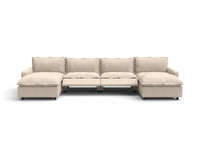 6 Piece Beige Linen Weightless Feel U Shaped Sectionals 4 Seater with 2 Ottomans 3
