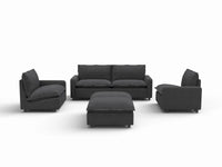 6 Piece Grey Linen Easy Electric U Shaped Sectionals 4 Seater with 2 Ottomans 2