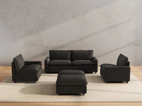 6 Piece Grey Linen Easy Electric U Shaped Sectionals 4 Seater with 2 Ottomans 4