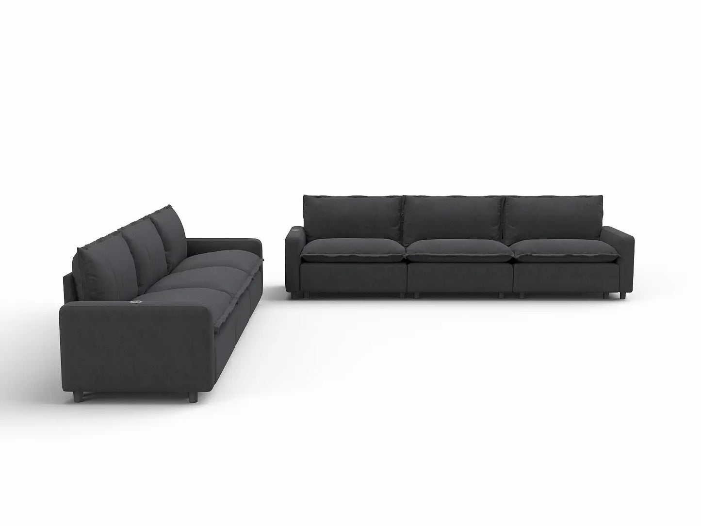 6 Piece Grey Linen Grand Estate V Shaped Sectionals 6 Seater 2