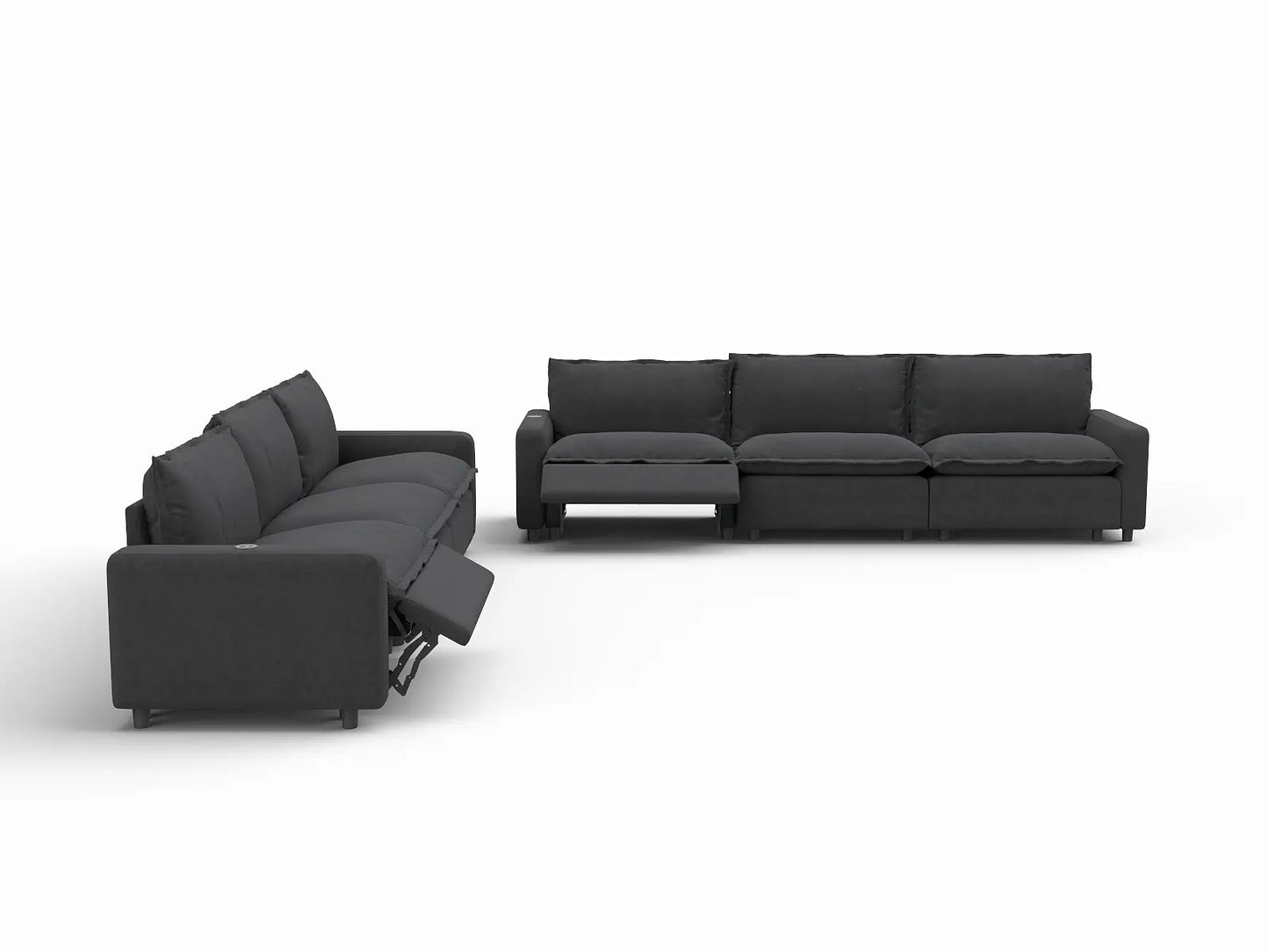 6 Piece Grey Linen Grand Estate V Shaped Sectionals 6 Seater 3