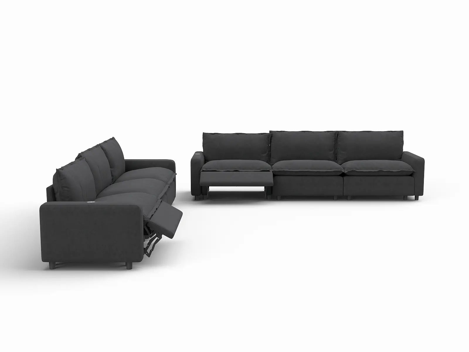 6 Piece Grey Linen Grand Estate V Shaped Sectionals 6 Seater 3