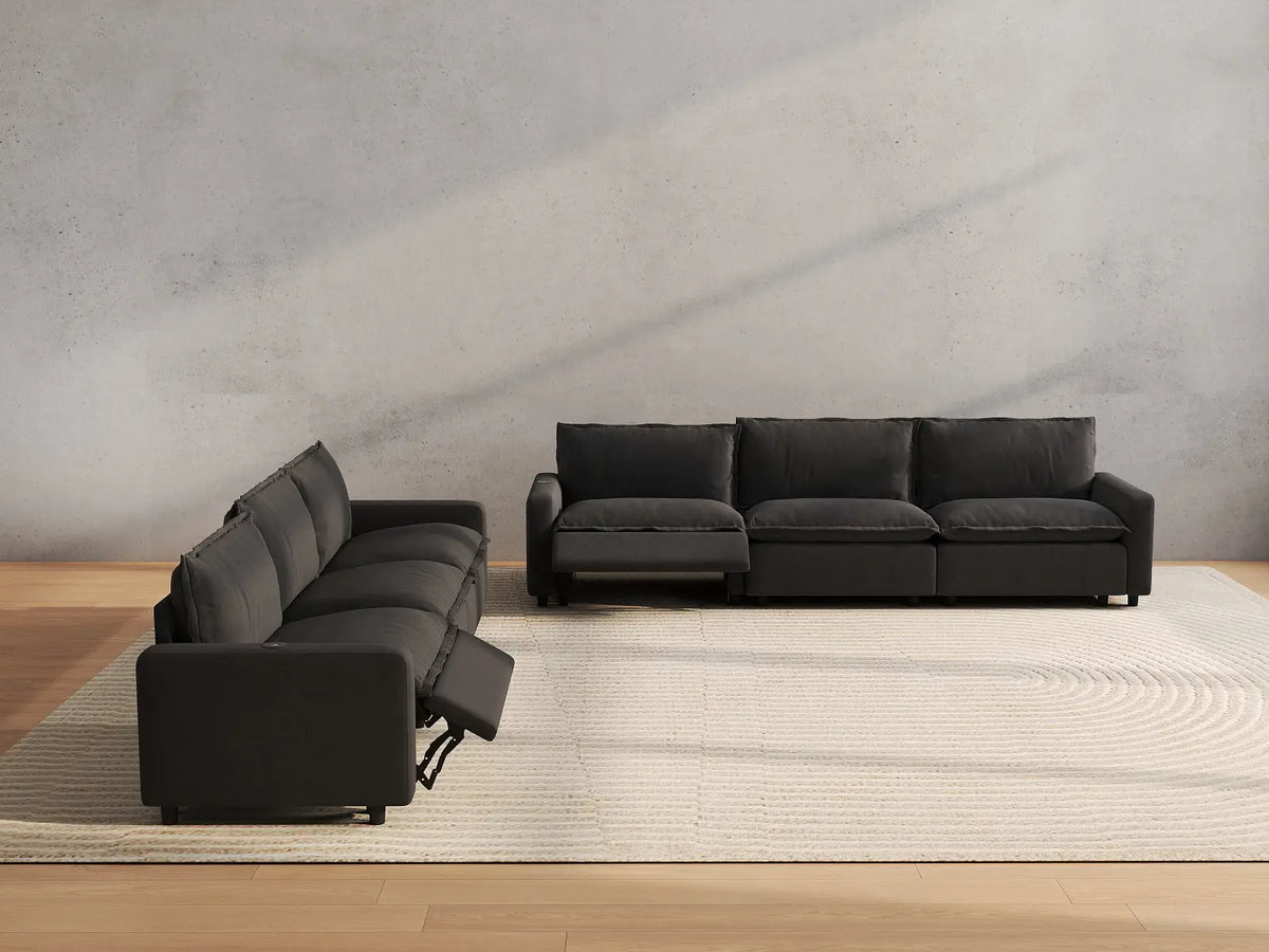 6 Piece Grey Linen Grand Estate V Shaped Sectionals 6 Seater 5