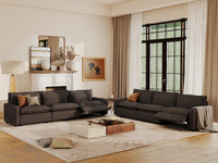 6 Piece Grey Linen Grand Estate V Shaped Sectionals 6 Seater 7