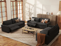 6 Piece Grey Linen Great Room U Shaped Sectionals 6 Seater 1