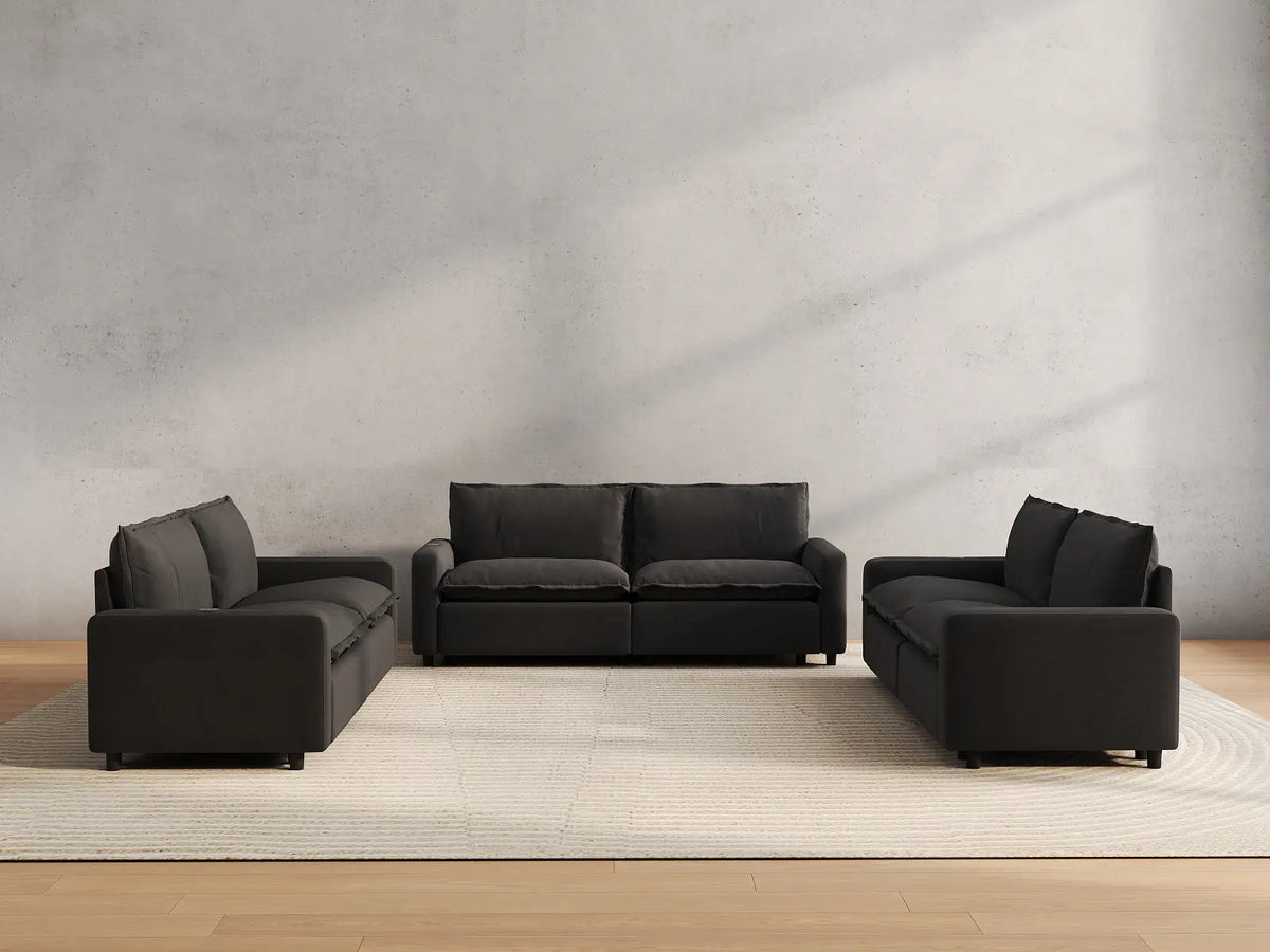 6 Piece Grey Linen Great Room U Shaped Sectionals 6 Seater 4