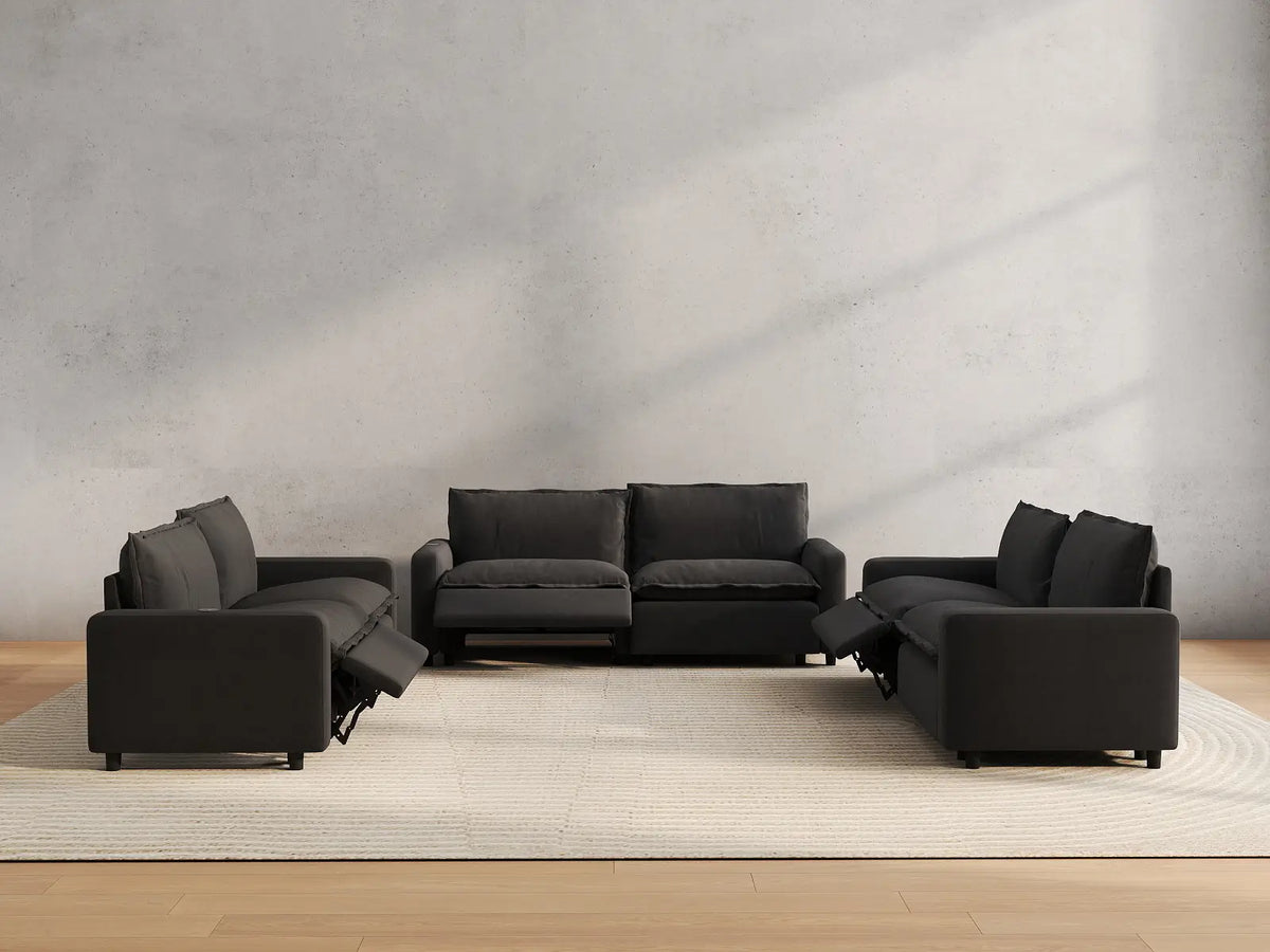 6 Piece Grey Linen Great Room U Shaped Sectionals 6 Seater 5