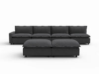 6 Piece Grey Linen Multi Purpose Use Sofa Sets 4 Seater with 2 Ottomans 2