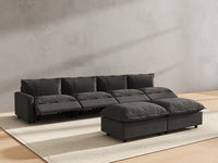 6 Piece Grey Linen Multi Purpose Use Sofa Sets 4 Seater with 2 Ottomans 6