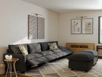 6 Piece Grey Linen Multi Purpose Use Sofa Sets 4 Seater with 2 Ottomans 7