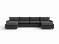 6 Piece Grey Linen No Bad Seats U Shaped Sectionals 4 Seater with 2 Ottomans 2