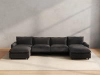 6 Piece Grey Linen No Bad Seats U Shaped Sectionals 4 Seater with 2 Ottomans 5