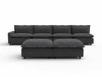 6 Piece Grey Linen Stop Any Angle Sofa Sets 4 Seater with 2 Ottomans 2