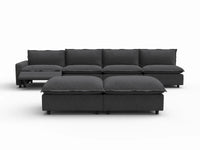 6 Piece Grey Linen Stop Any Angle Sofa Sets 4 Seater with 2 Ottomans 3