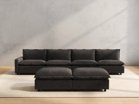 6 Piece Grey Linen Stop Any Angle Sofa Sets 4 Seater with 2 Ottomans 4
