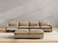 6 Piece Khaki Linen Clean Lines Only Sofa Sets 4 Seater with 2 Ottomans 4
